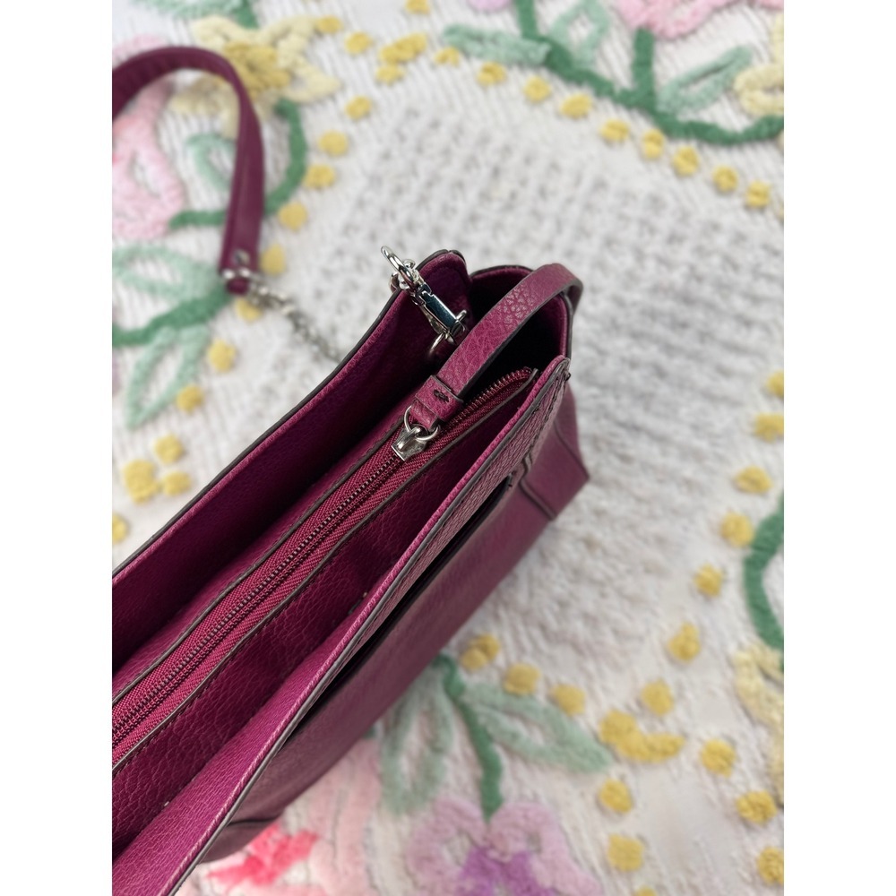 ana A New Approach Magenta Purple Pebbled Faux Leather Crossbody Chain Bag - Picture 7 of 10